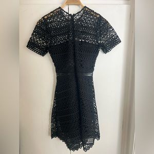Karina Grimaldi Vincent Crochet Mini Dress in Black XS